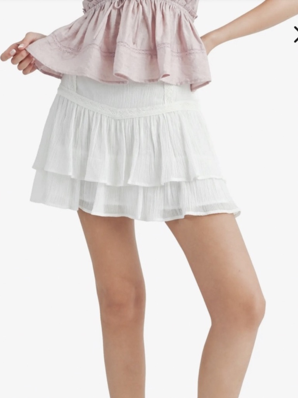 Lush | White Tiered Skirt Size Small